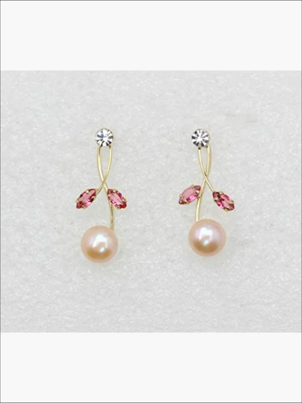 CZ Crystal Genuine Freshwater Pearls Floral Necklace Earrings Set Gold Plated - Picture 4 of 5
